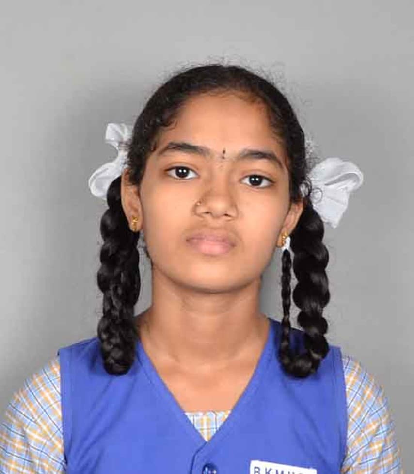 G. Jeevitha, Standard X topper at BKMHSS