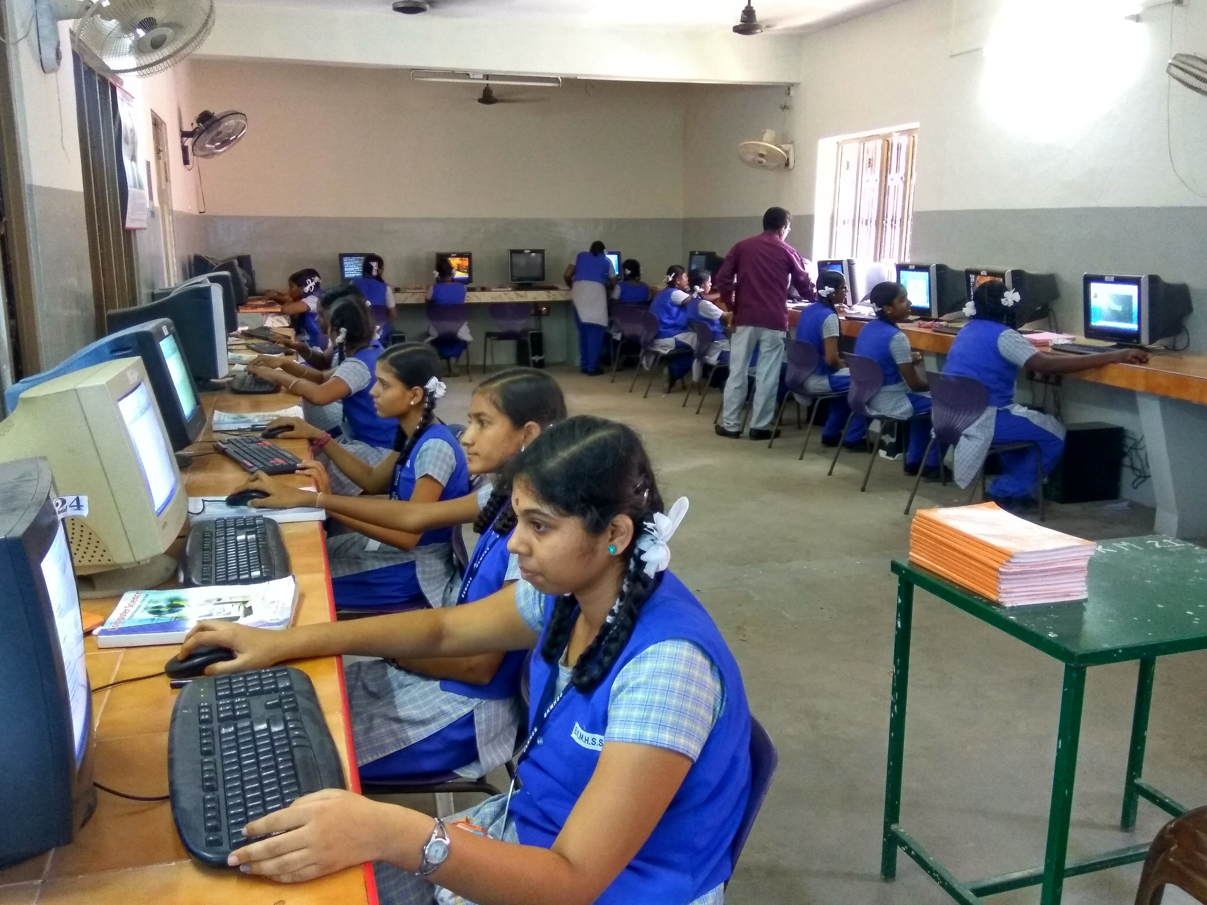 Students learning at computers in the BKMHSS computer lab